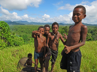 Trekking through villages in Papua New Guinea, Sepik Province