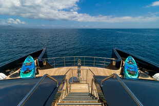 Kayaks & Paddleboards on the Bow of Sirius