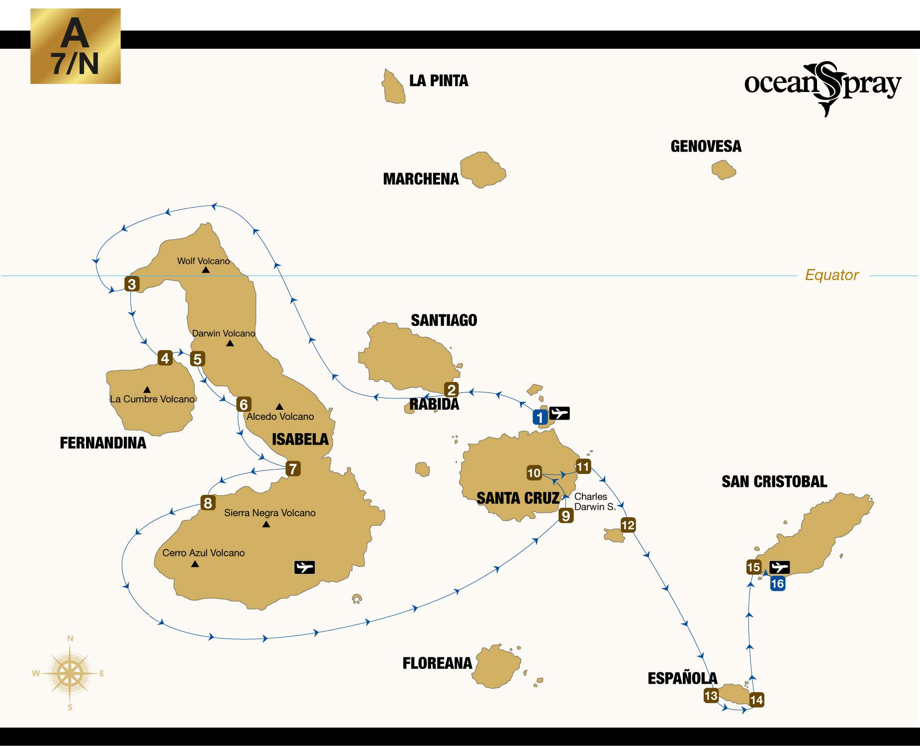 Galapagos Ocean Spray Itinerary A